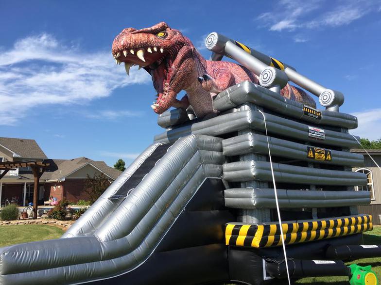 Inflatable TRex Dinosaur Bounce House Combo Rental Tulsa